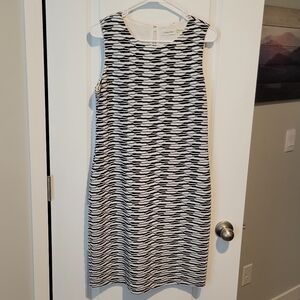 Calvin Klein Women's Patterned Midi Dress Black & White Textured Lined, size 8